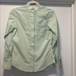 GIrls horseback riding Light  Green Button-Down Shirt